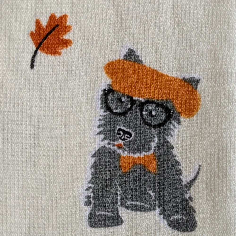 Doxie Corgi Terrier Labrador Pug Leaves Autumn Theme Kitchen Towel Set Of 2 NWT - Picture 4 of 12